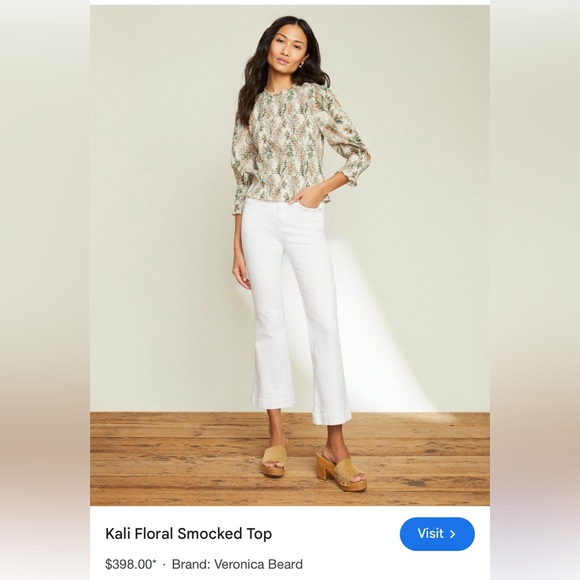 VERONICA BEARD Kali Floral Smocked Puff Sleeves Blouse Top Sz 6 Originally $398 - Picture 2 of 14